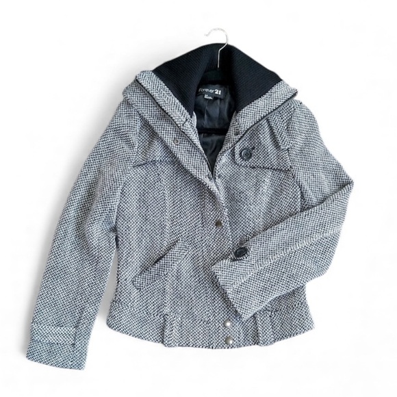 Forever 21 Tweed Print Jacket Sz S - Picture 1 of 6
